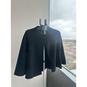 heather B Black Button Cape Jacket Women's Size M Short Long Sleeve